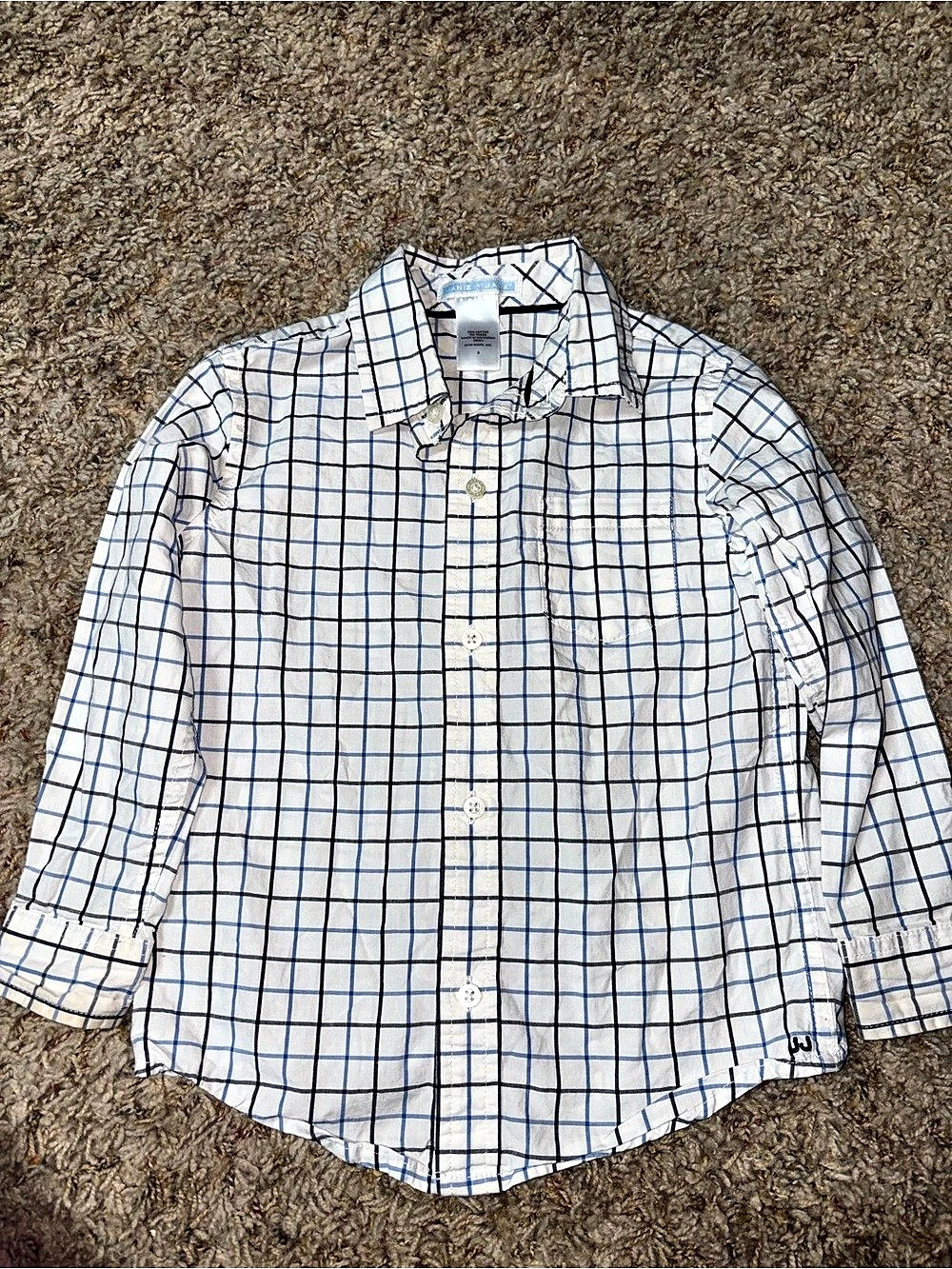 Janie and Jack Checkered Button Down Shirt Boys Size 3 Like New